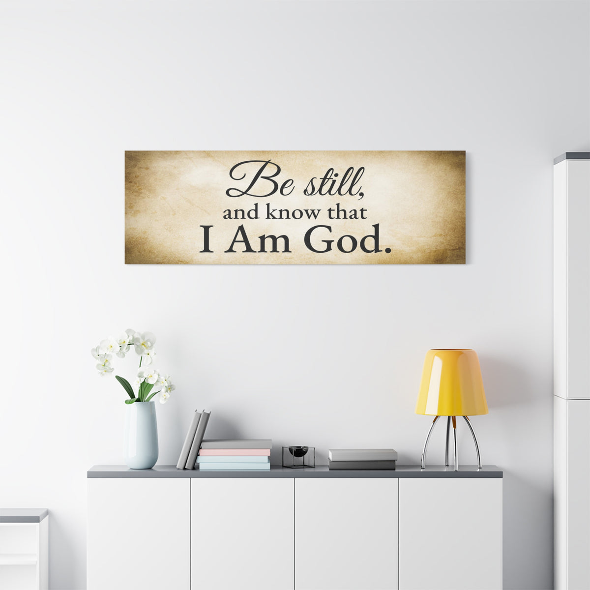 Scripture Walls Be Still Psalm 46:10 Gold Bible Verse Canvas Christian Wall Art Ready to Hang Unframed-Express Your Love Gifts