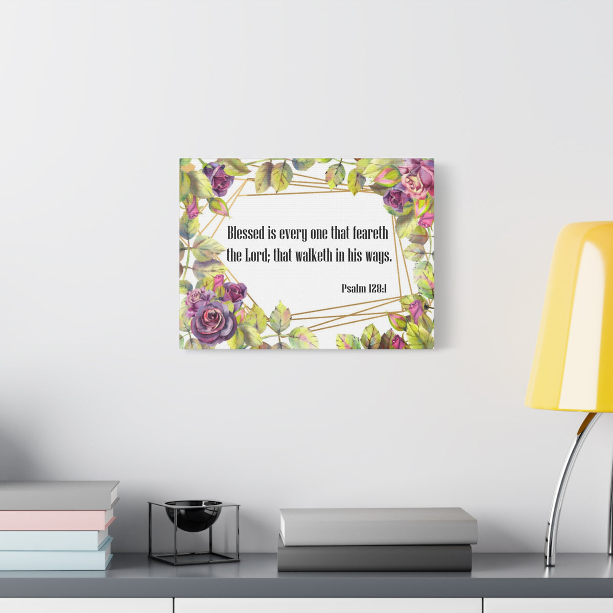 Bible Verse Canvas Blessed is Everyone Psalm 128:1 Christian Home Décor Wall Art Scripture Ready to Hang Faith Print-Express Your Love Gifts