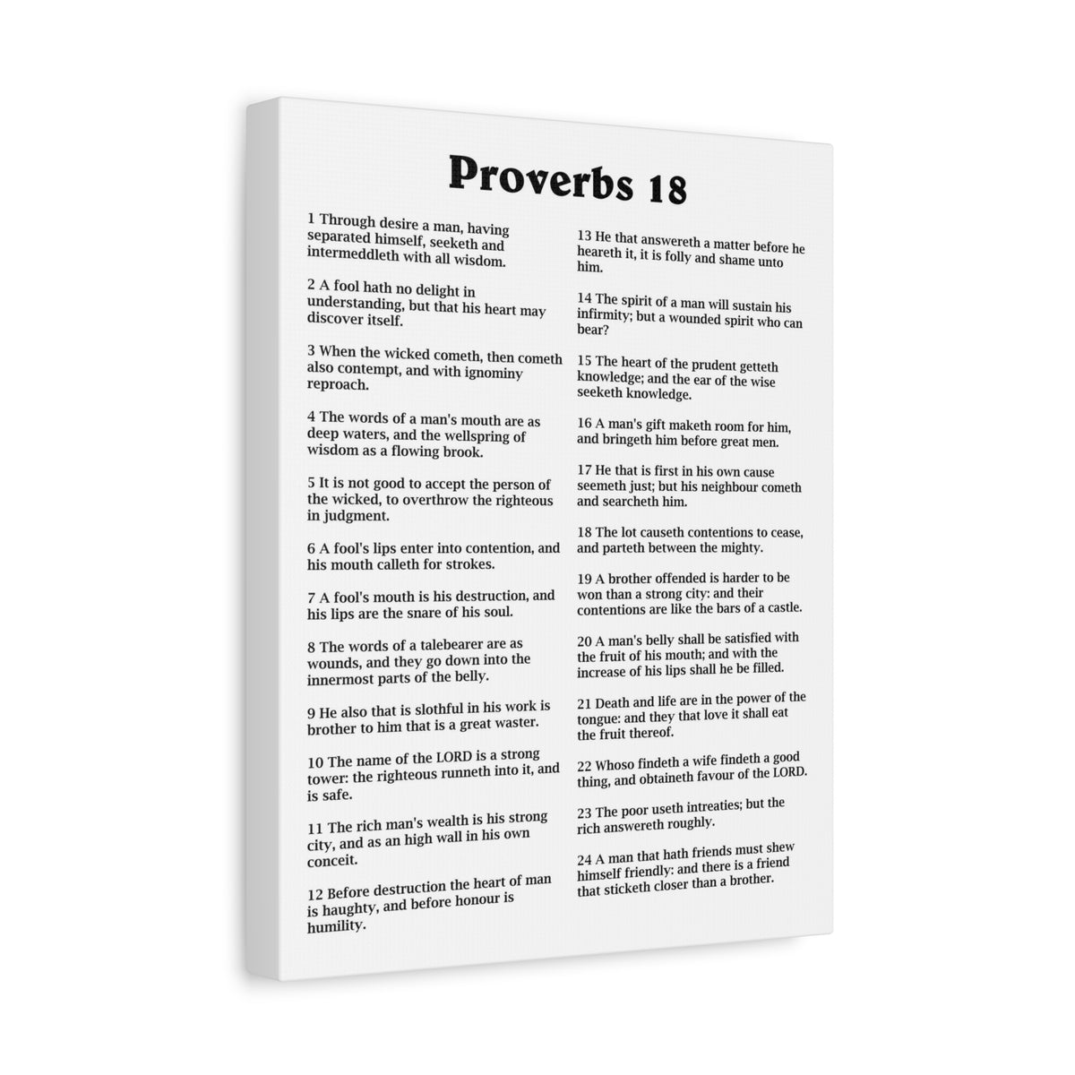 Scripture Walls Proverbs Chapter 18 White Bible Canvas Christian Wall Art Ready to Hang Unframed-Express Your Love Gifts
