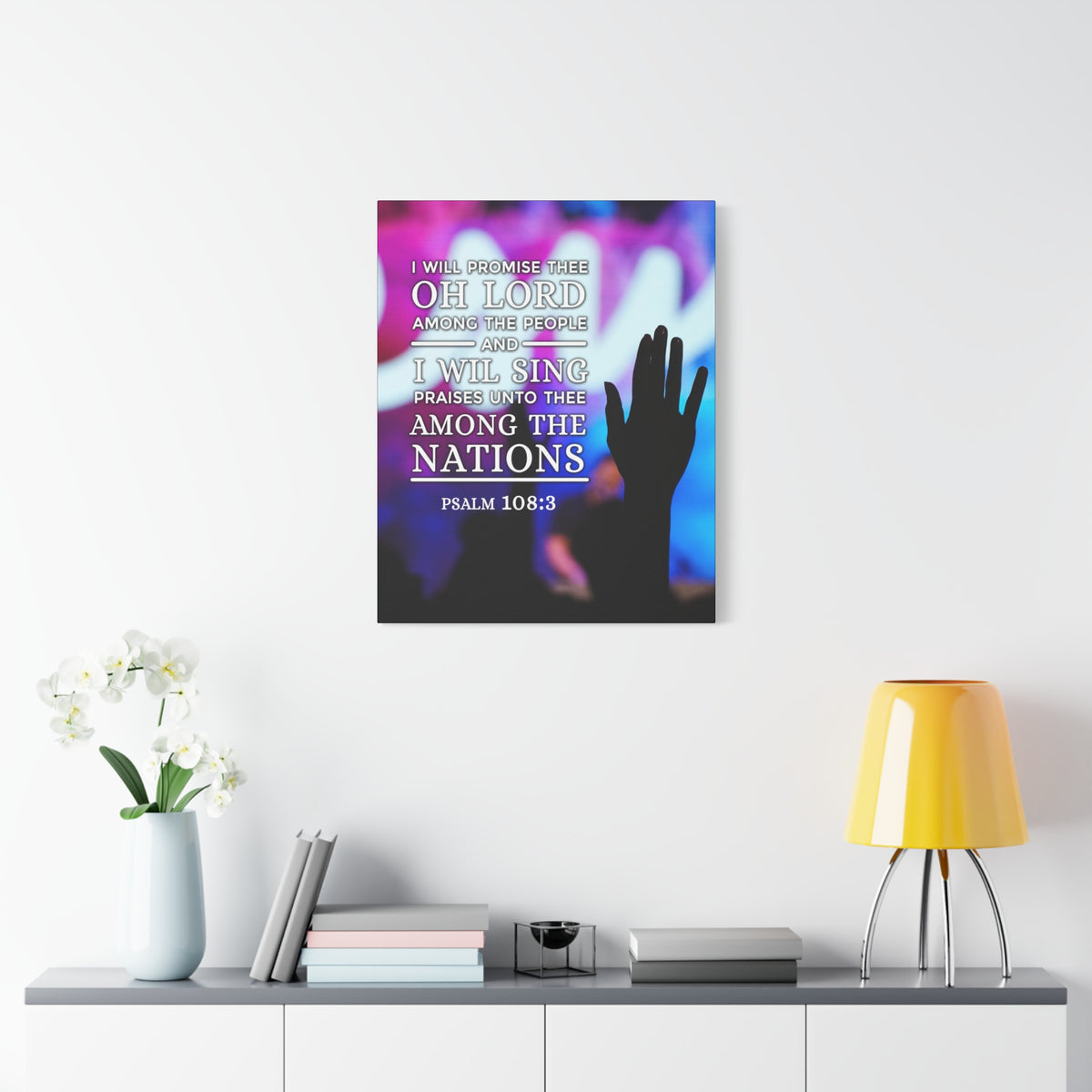 Scripture Canvas Among The Nations Psalm 108:3 Christian Wall Art Bible Verse Print Ready to Hang-Express Your Love Gifts