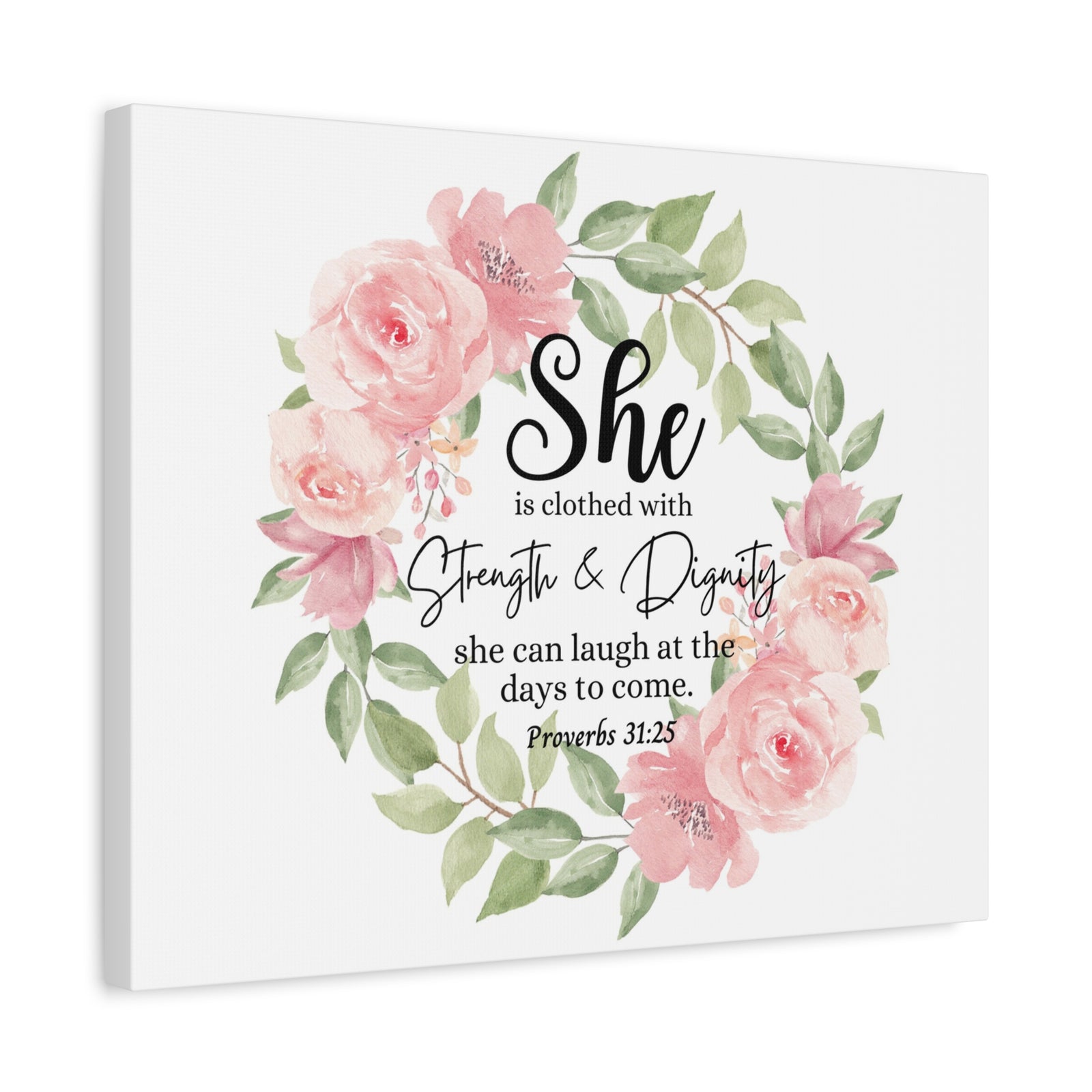 Scripture Walls Proverbs 31:25 She Has Strength and Dignity Bible Verse Canvas Christian Wall Art Ready to Hang Unframed-Express Your Love Gifts