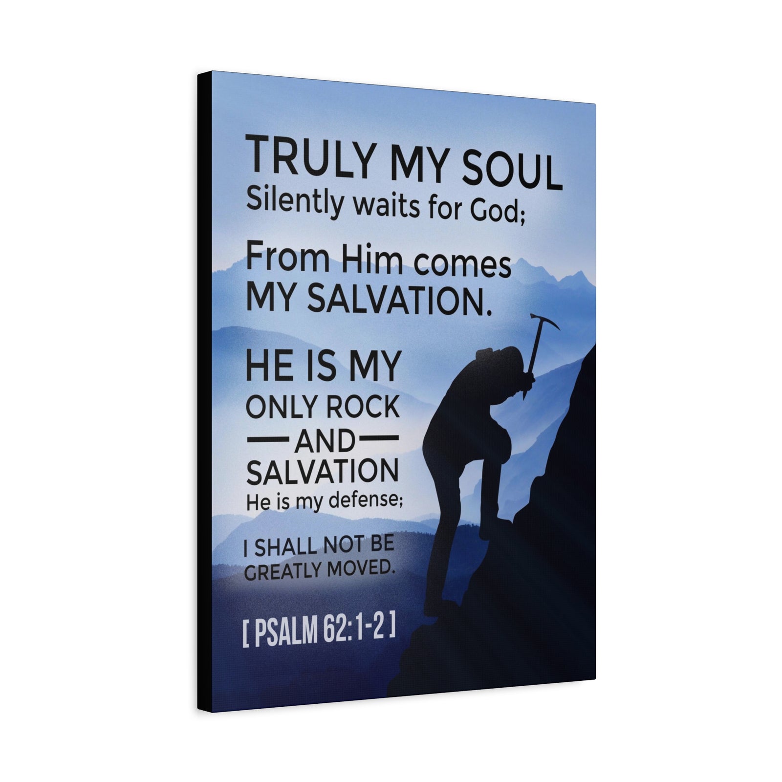 Scripture Canvas Rock And Salvation Psalm 62:1-2 Christian Wall Art Bible Verse Print Ready to Hang-Express Your Love Gifts