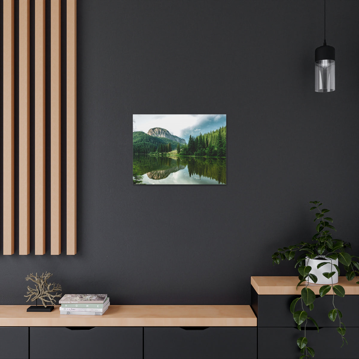 Forest Teal Lake Nature Wilderness Photography Canvas Wall Art for Home Decor Ready-to-Hang-Express Your Love Gifts