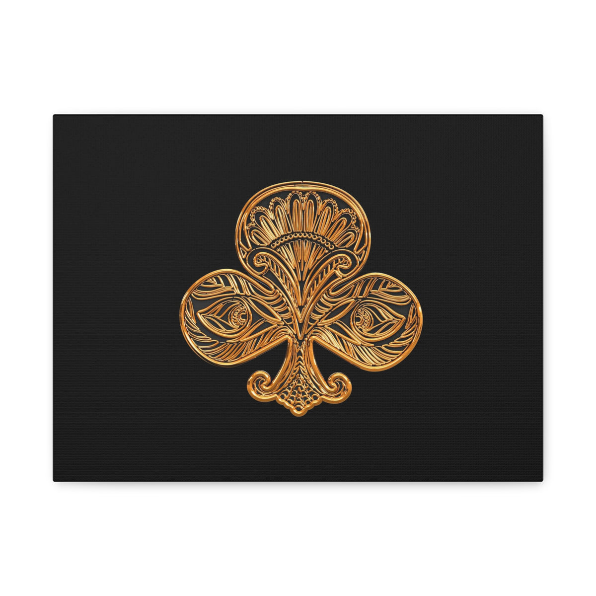 3D Gold Clubs Playing Card Canvas Wall Art for Home Decor Ready-to-Hang-Express Your Love Gifts