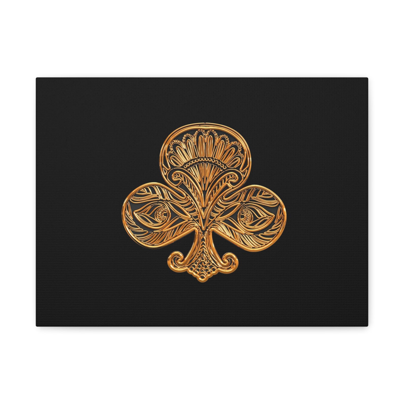 3D Gold Clubs Playing Card Canvas Wall Art for Home Decor Ready-to-Hang-Express Your Love Gifts