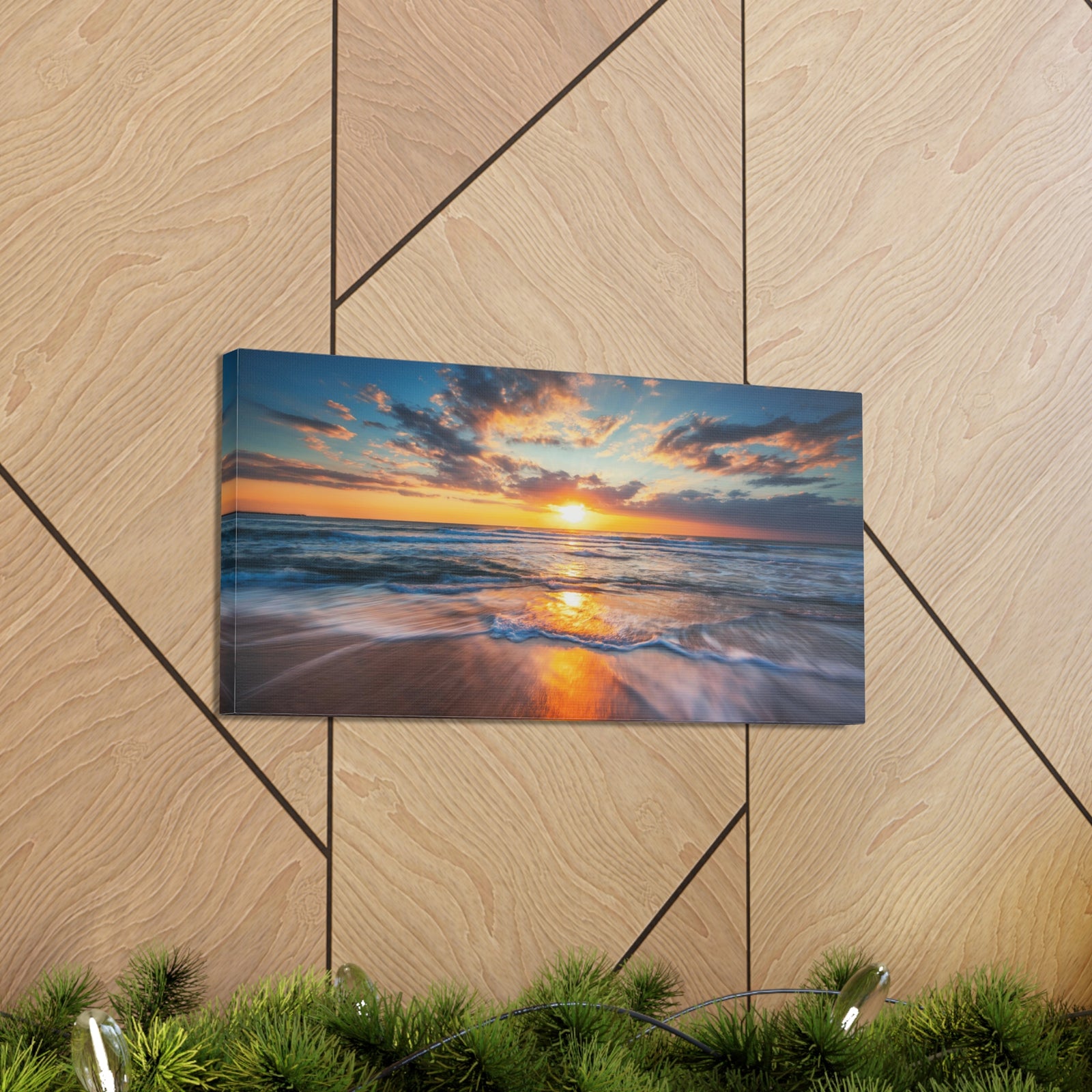 Sunrise Over The Sea Ocean Canvas Wall Art for Home Decor Ready-to-Hang-Express Your Love Gifts