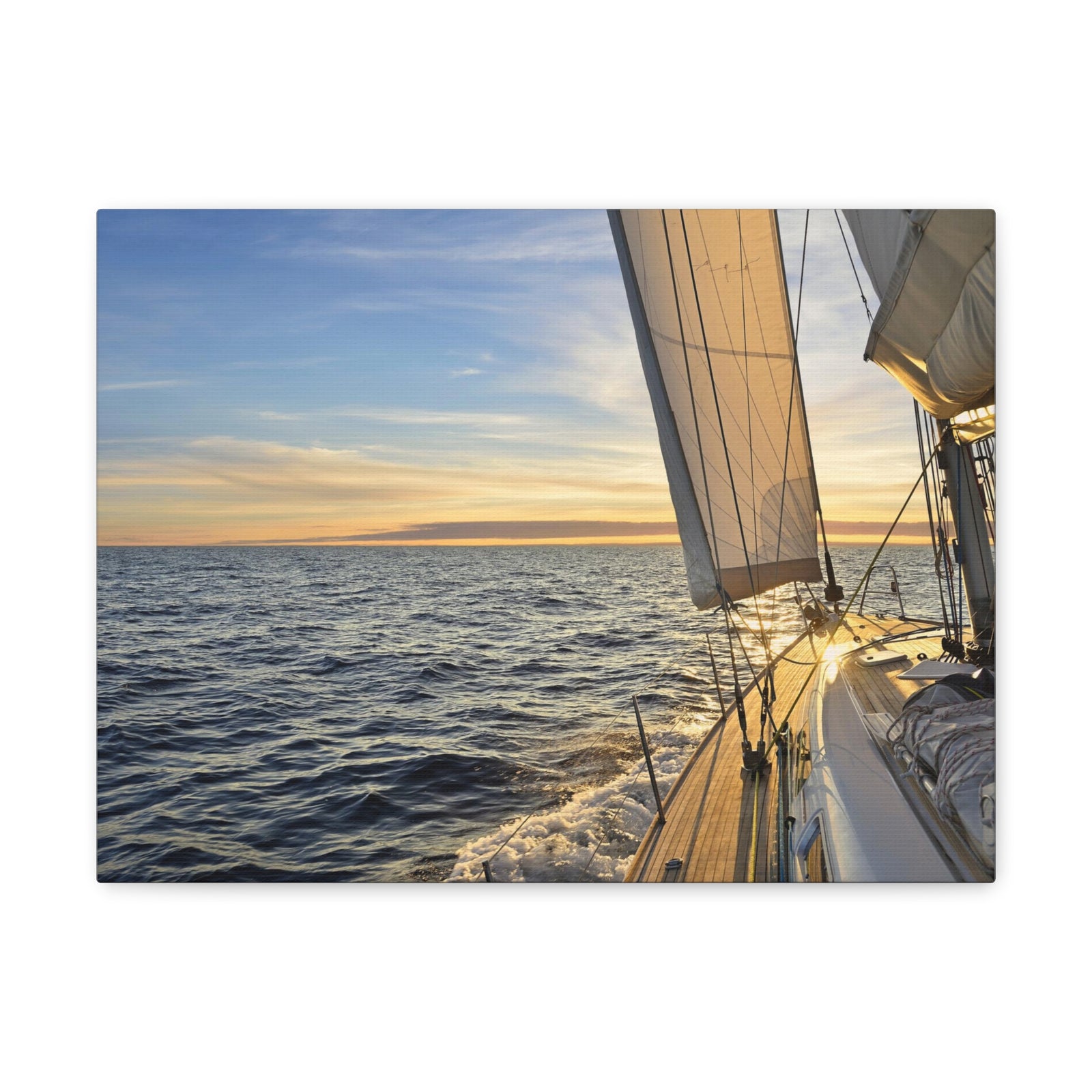 Sailboat Sailing In The Sea At Sunset Ocean Canvas Wall Art for Home Decor Ready-to-Hang-Express Your Love Gifts