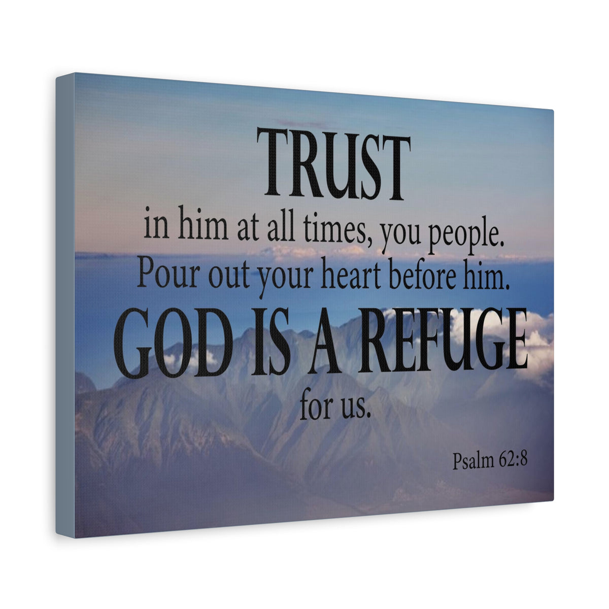 Bible Verse Canvas God is Refuge for Us Psalm 62:8 Wall Art Christian Home Decor-Express Your Love Gifts