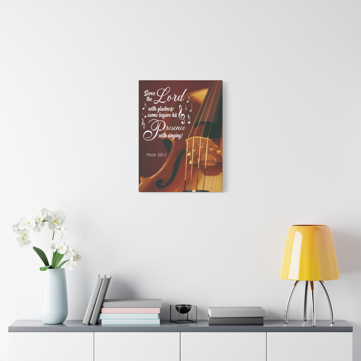 Scripture Canvas Serve the Lord With Gladness Psalm 100:2 Christian Wall Art Bible Verse Print Ready to Hang-Express Your Love Gifts