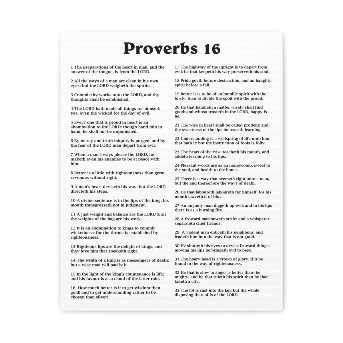 Scripture Walls Proverbs Chapter 16 White Bible Canvas Christian Wall Art Ready to Hang Unframed-Express Your Love Gifts