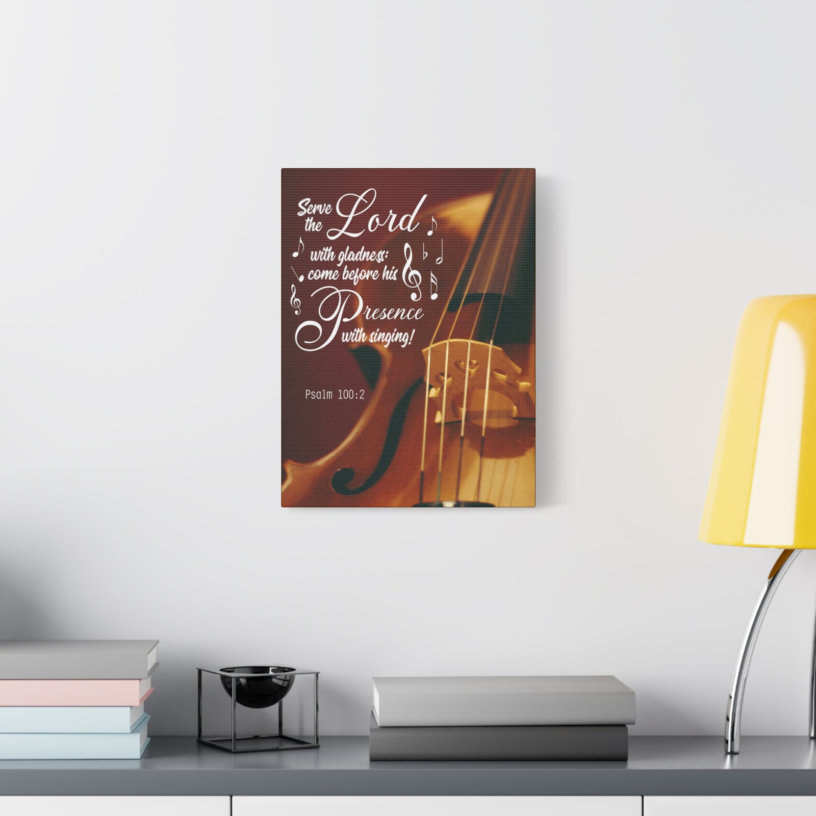 Scripture Canvas Serve the Lord With Gladness Psalm 100:2 Christian Wall Art Bible Verse Print Ready to Hang-Express Your Love Gifts