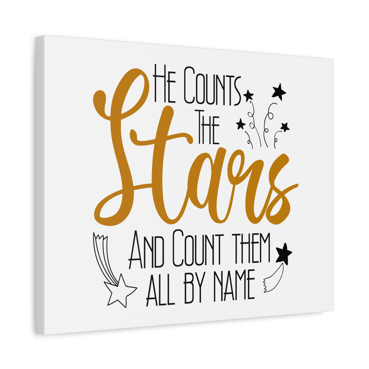 Scripture Canvas He Counts The Stars Psalm 147:4 Christian Wall Art Bible Verse Print Ready to Hang-Express Your Love Gifts