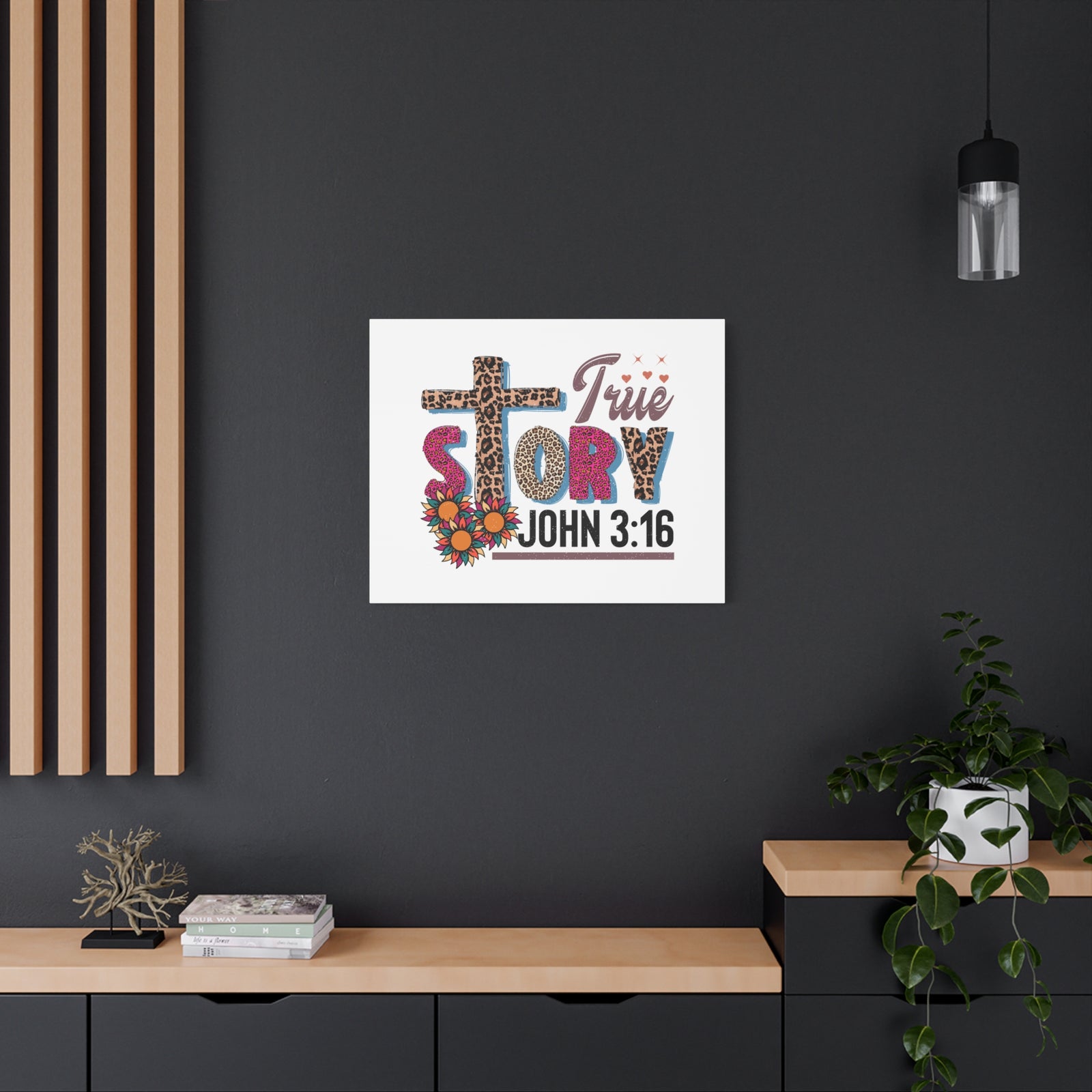Scripture Walls John 3:16 True Story Bible Verse Canvas Christian Wall Art Ready to Hang Unframed-Express Your Love Gifts