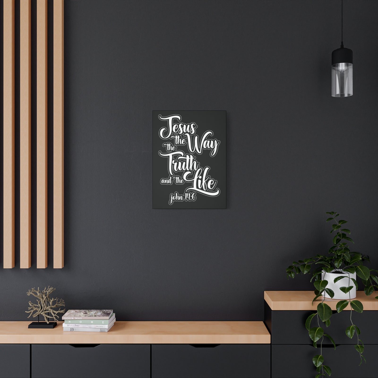 Scripture Walls Jesus The Way The Truth And The Life John 14:6 Black and White Bible Verse Canvas Christian Wall Art Ready To Hang-Express Your Love Gifts