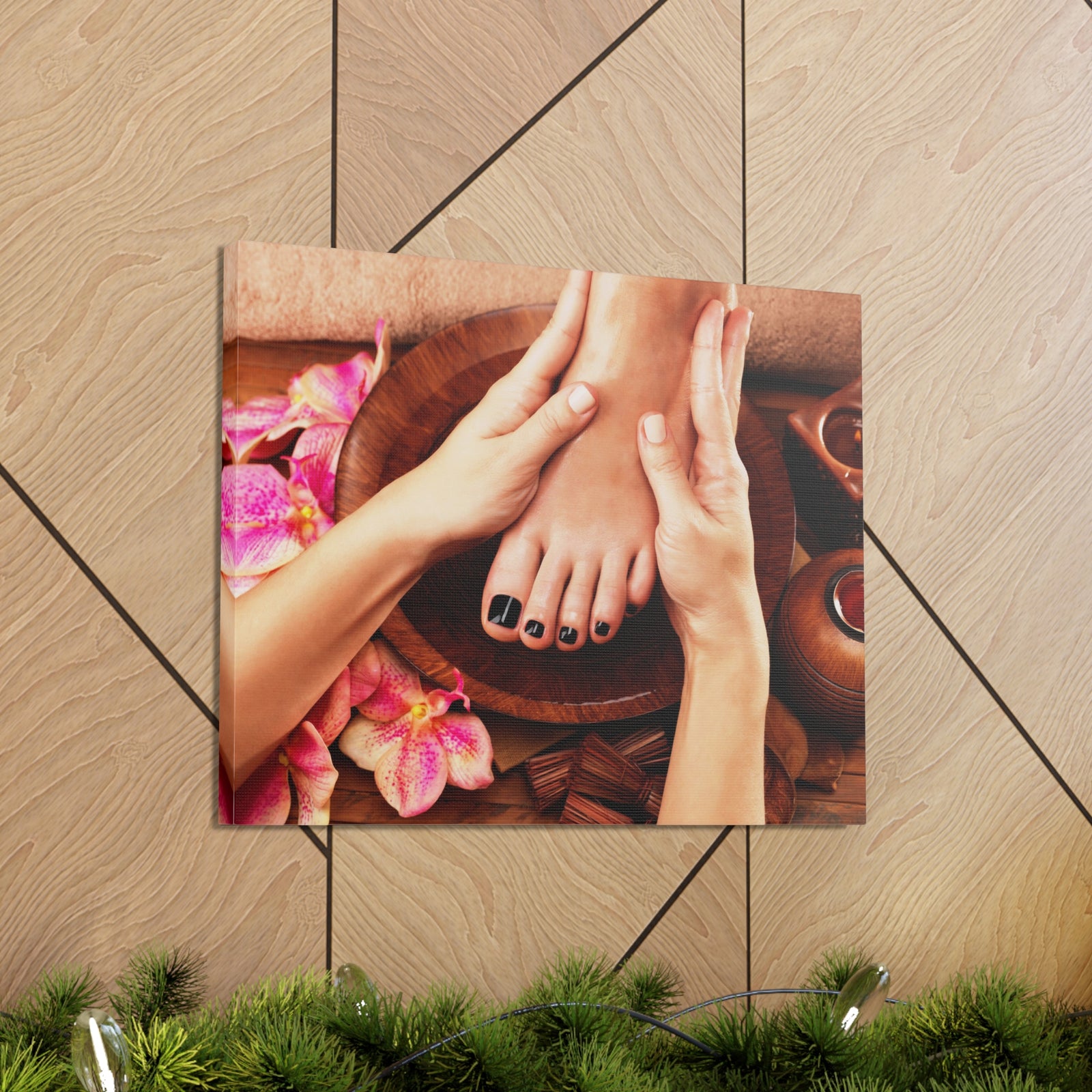 Massage Woman Foot Forest Floral Nature Photography Canvas Wall Art for Home Decor Ready-to-Hang-Express Your Love Gifts