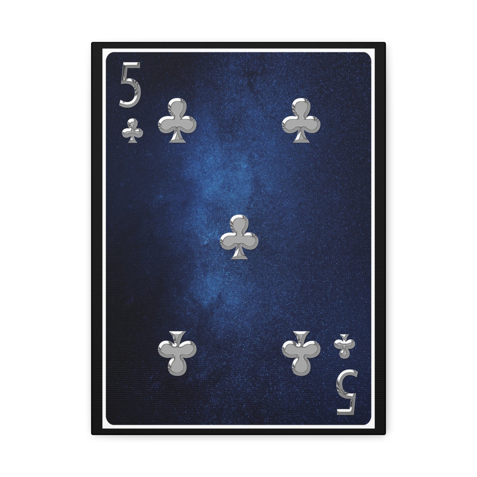 Five Of Clubs Space Background Playing Card Canvas Wall Art for Home Decor Ready-to-Hang-Express Your Love Gifts