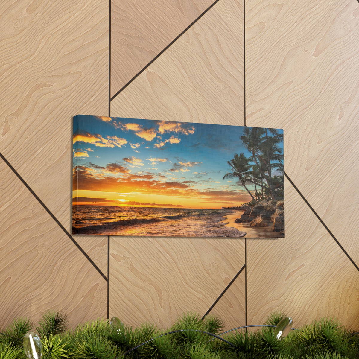 Tropical Island Beach Sunrise Ocean Canvas Wall Art for Home Decor Ready-to-Hang-Express Your Love Gifts