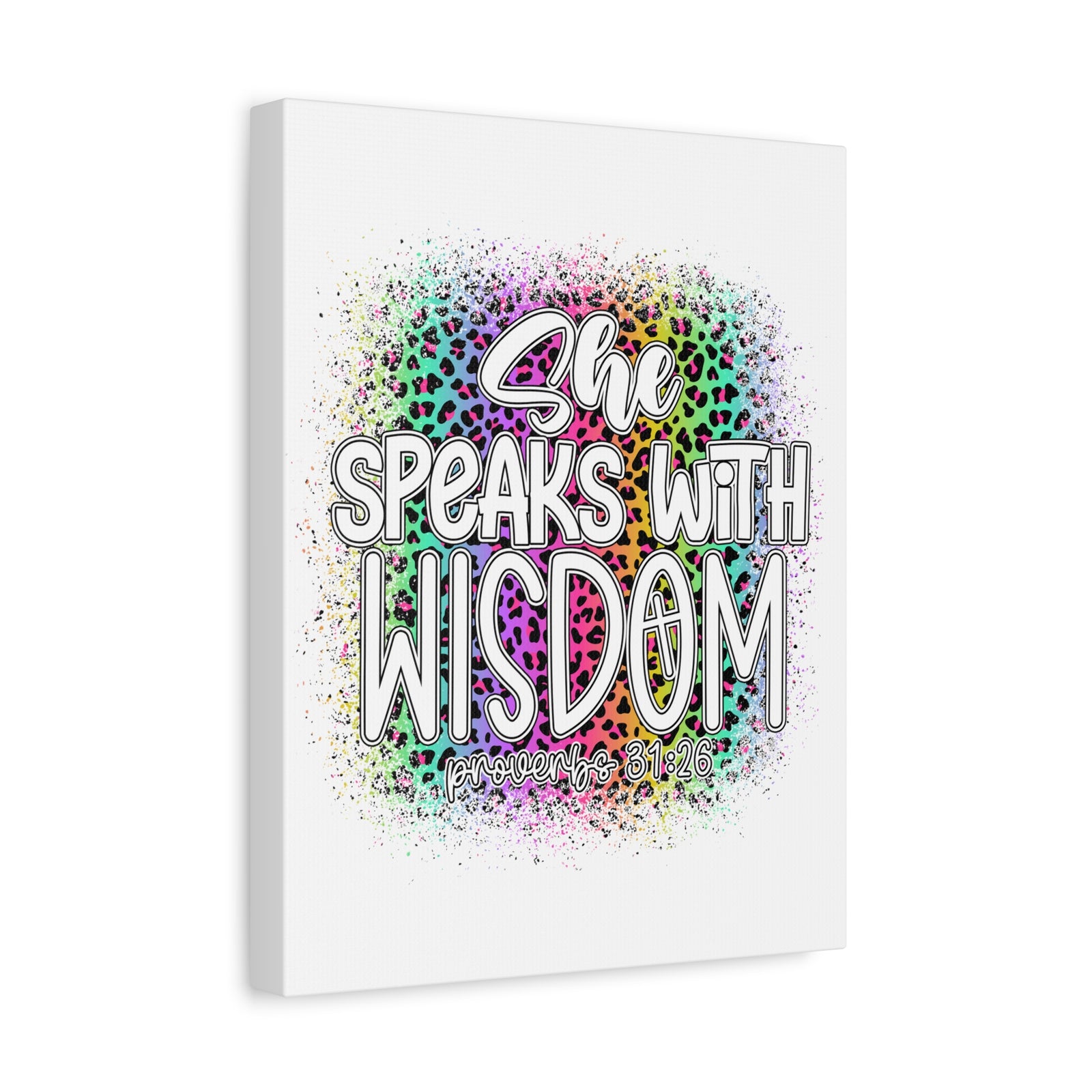 Scripture Walls Proverbs 31:26 She Speaks With Wisdom Colorful Bible Verse Canvas Christian Wall Art Ready to Hang Unframed-Express Your Love Gifts