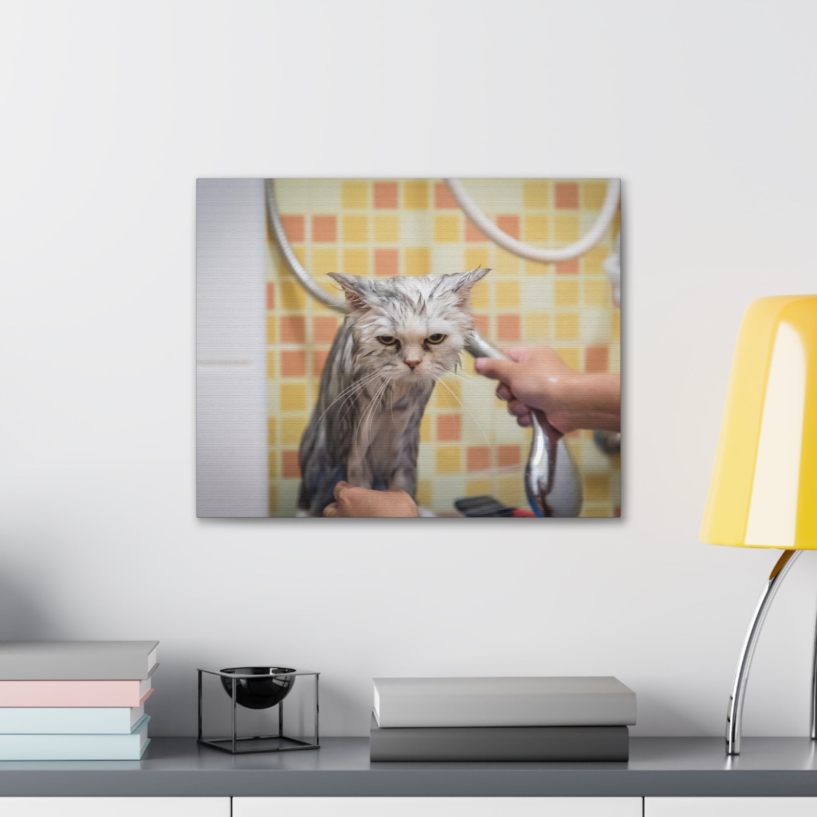 Cute Maine Coon Bath Canvas Wall Art for Home Decor Ready-to-Hang-Express Your Love Gifts