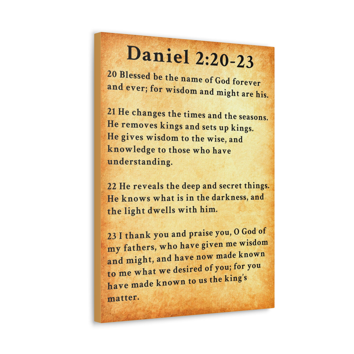 Scripture Walls Daniel 2:20-23 Daniel's Prayer of Praise Gold Bible Verse Canvas Christian Wall Art Ready to Hang Unframed-Express Your Love Gifts