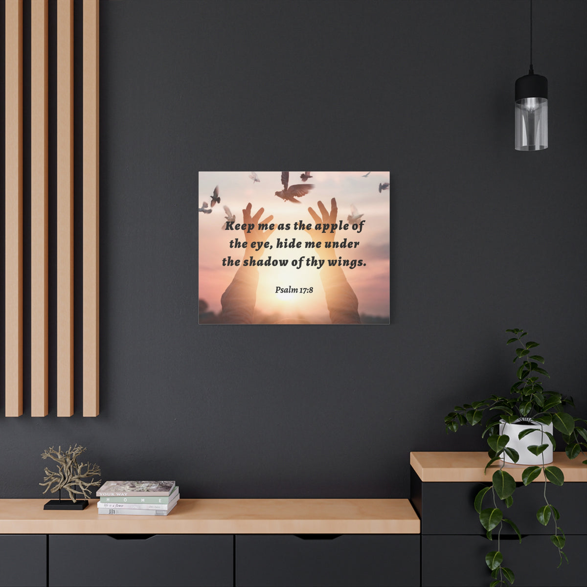 Scripture Walls Thy Wings Psalm 17:8 Bible Verse Canvas Christian Wall Art Ready to Hang-Express Your Love Gifts