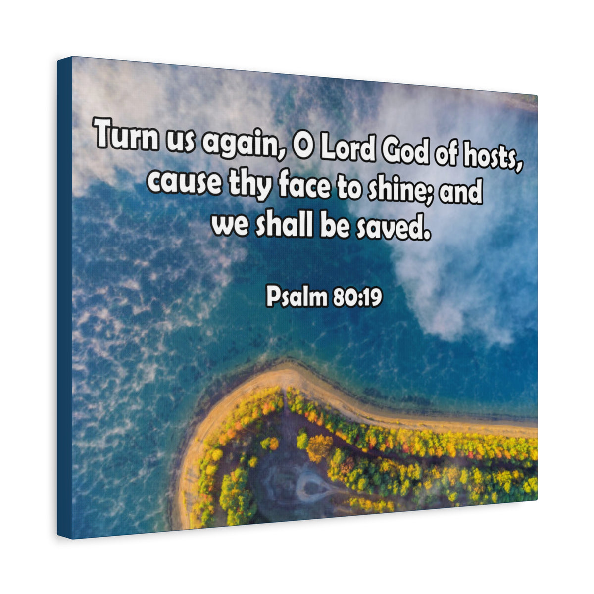 Bible Verse Canvas Turn Us Again Psalm 80:19 Christian Home Décor Wall Art Scripture Ready to Hang Faith Print-Express Your Love Gifts