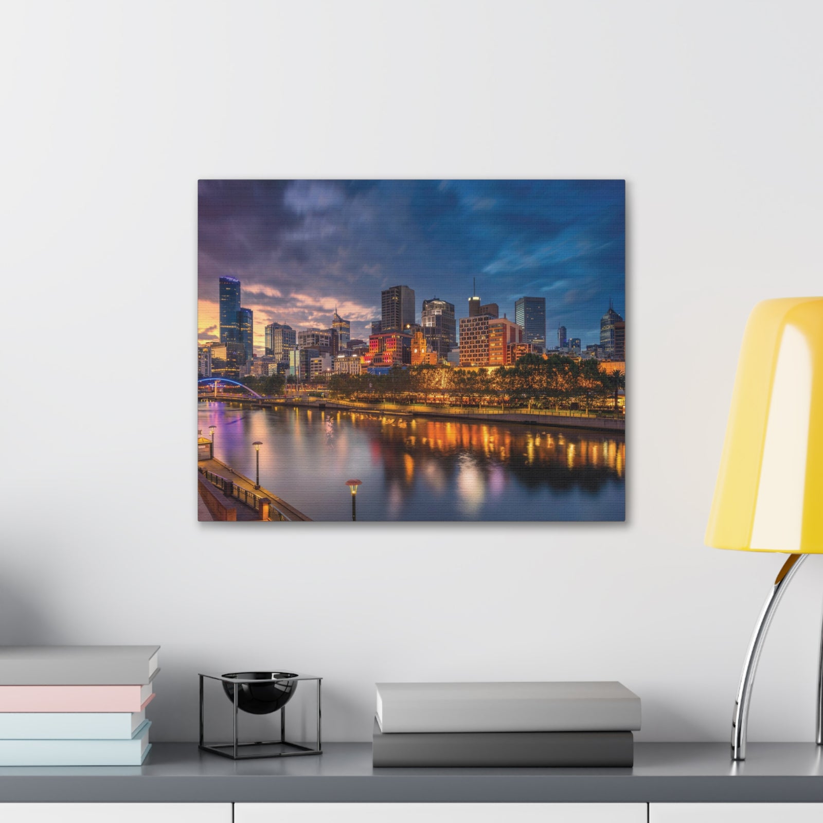 Melbourne Night Skyline Canvas Artwork High-Quality Breathtaking Stunning Cityscape for Home Decor Ready to Hang-Express Your Love Gifts