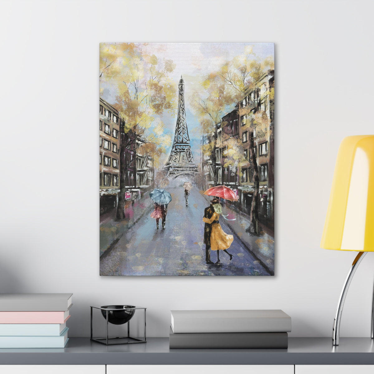 Eiffel Tower Romantic French Couple France Canvas Artwork High-Quality Breathtaking French City for Home Decor Ready to Hang-Express Your Love Gifts
