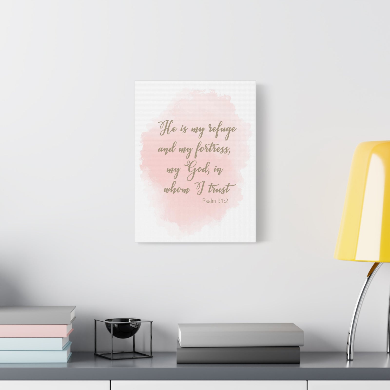 Scripture Canvas He Is My Refuge And My Fortress Psalm 91:2 Christian Wall Art Bible Verse Print Ready to Hang-Express Your Love Gifts