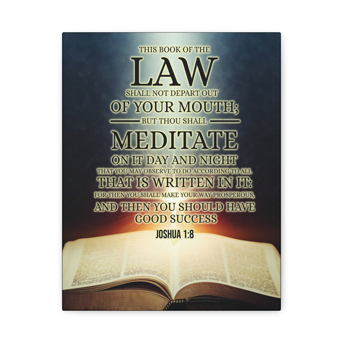 Scripture Canvas Book of the Law Joshua 1:8 Christian Wall Art Bible Verse Print Ready to Hang-Express Your Love Gifts