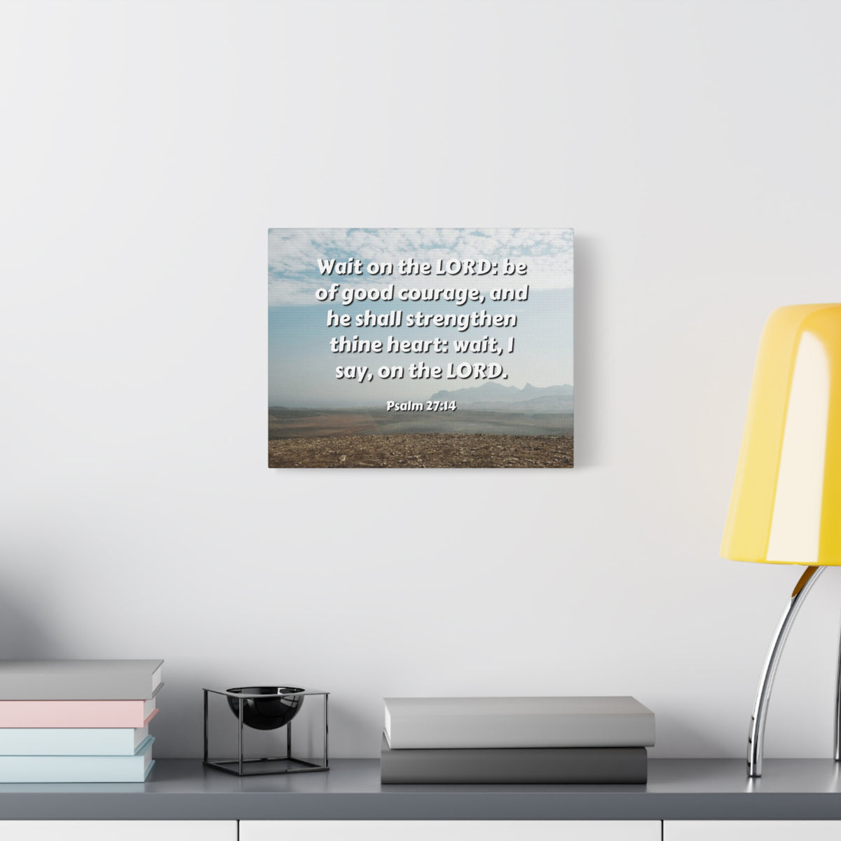 Scripture Canvas Strengthen Thine Heart Psalms 27:14 Christian Wall Art Bible Verse Print Ready to Hang-Express Your Love Gifts