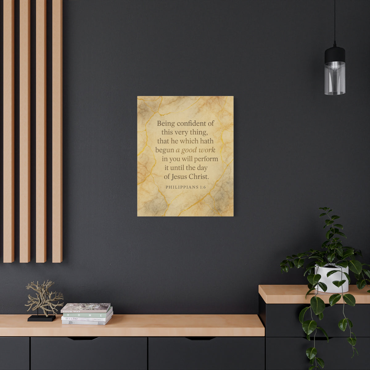 Bible Verse Canvas Philippians 1:6 Christian Home Décor Wall Art Scripture Ready to Hang Faith Print-Express Your Love Gifts