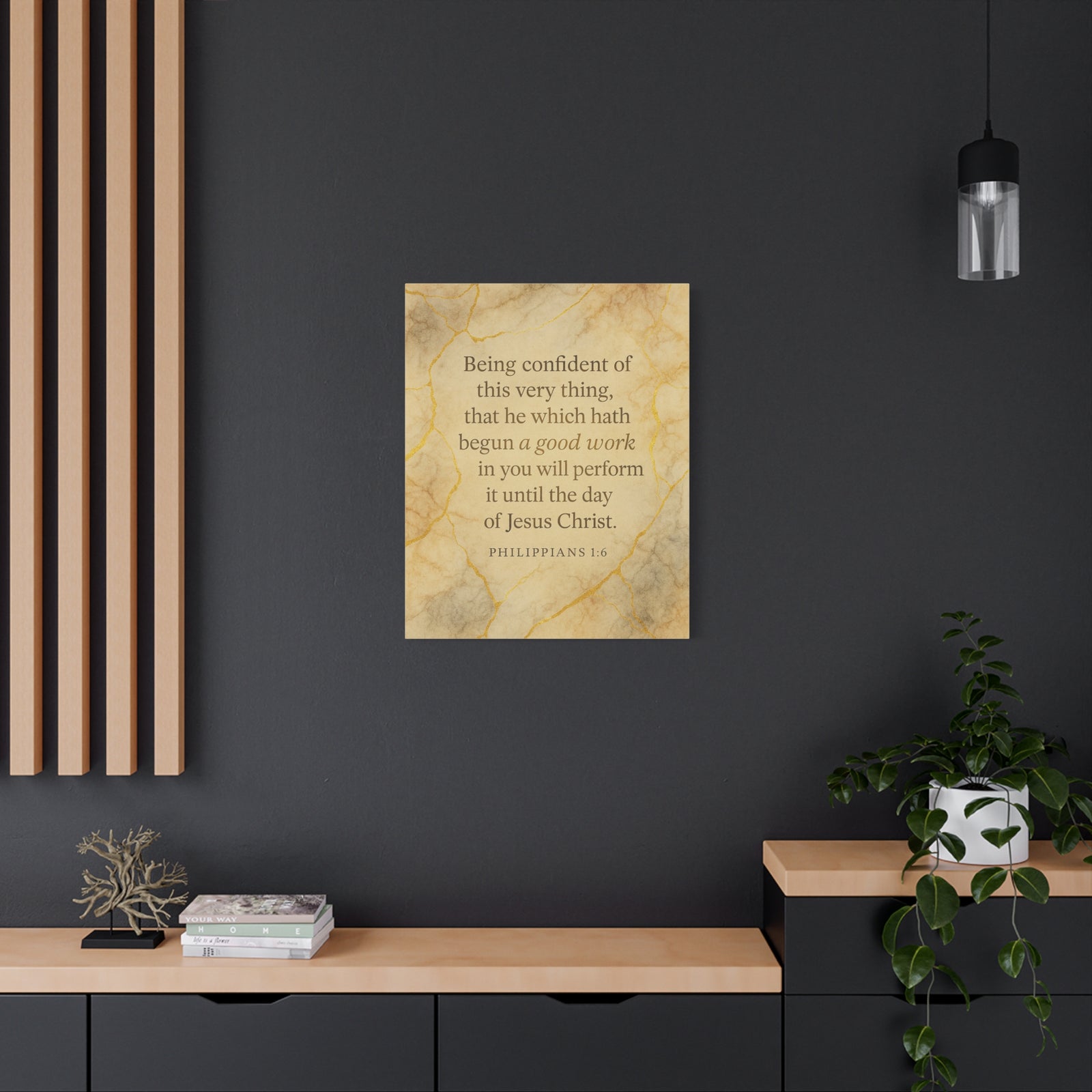 Bible Verse Canvas Philippians 1:6 Christian Home Décor Wall Art Scripture Ready to Hang Faith Print-Express Your Love Gifts