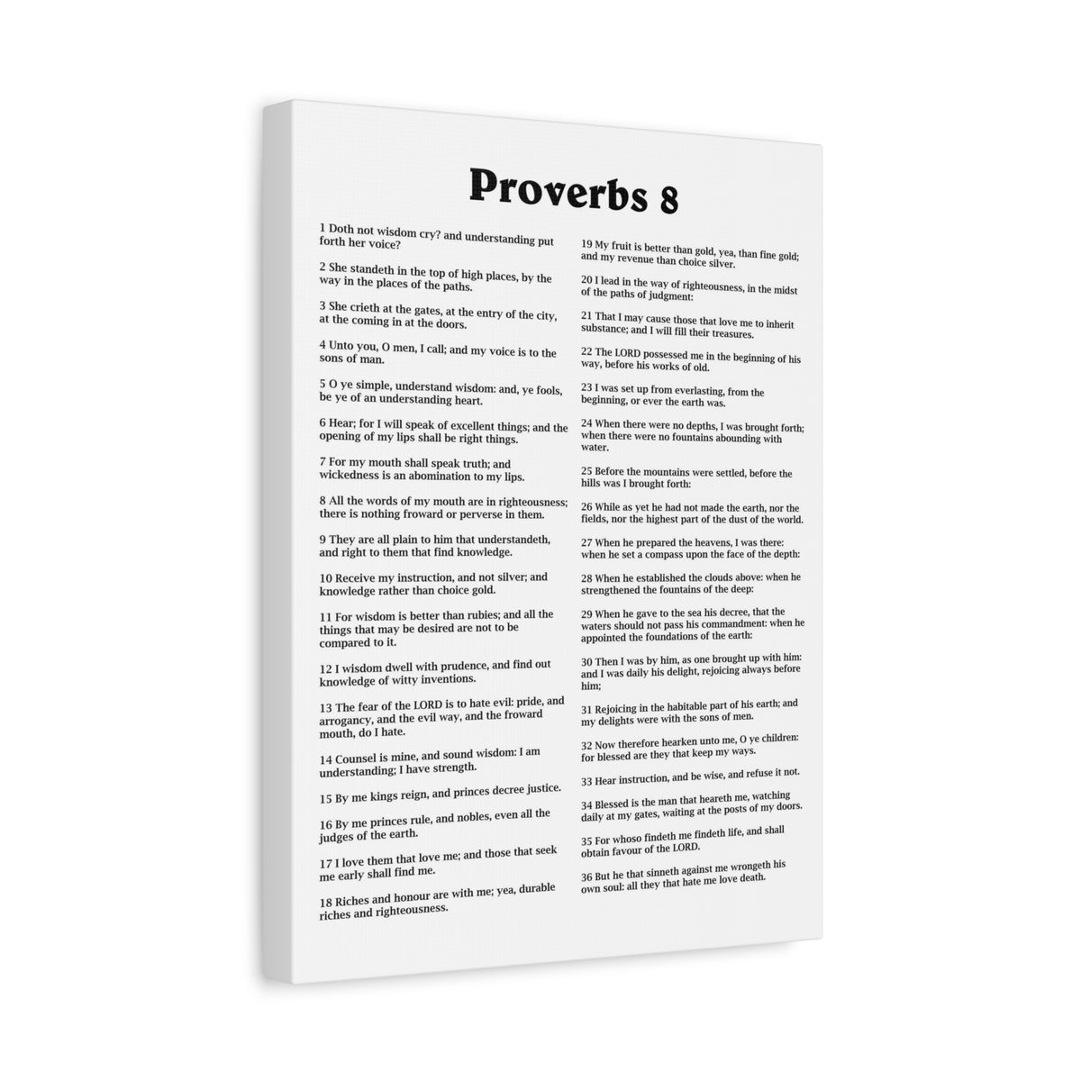 Scripture Walls Proverbs Chapter 8 White Bible Canvas Christian Wall Art Ready to Hang Unframed-Express Your Love Gifts