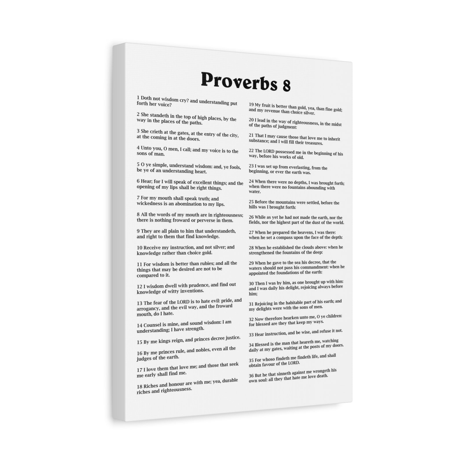 Scripture Walls Proverbs Chapter 8 White Bible Canvas Christian Wall Art Ready to Hang Unframed-Express Your Love Gifts