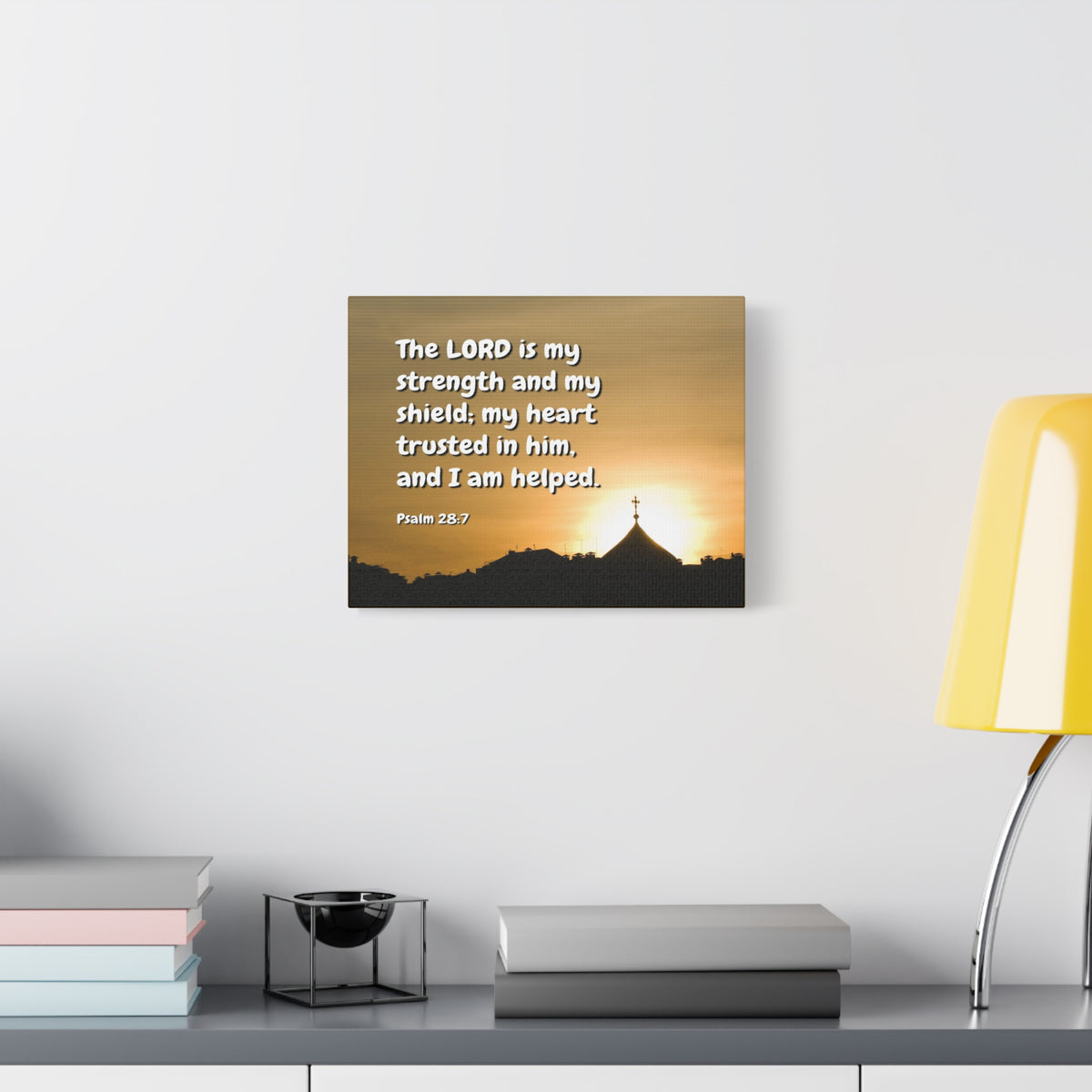 Scripture Canvas I Am Helped Psalm 28:7 Christian Wall Art Bible Verse Print Ready to Hang-Express Your Love Gifts