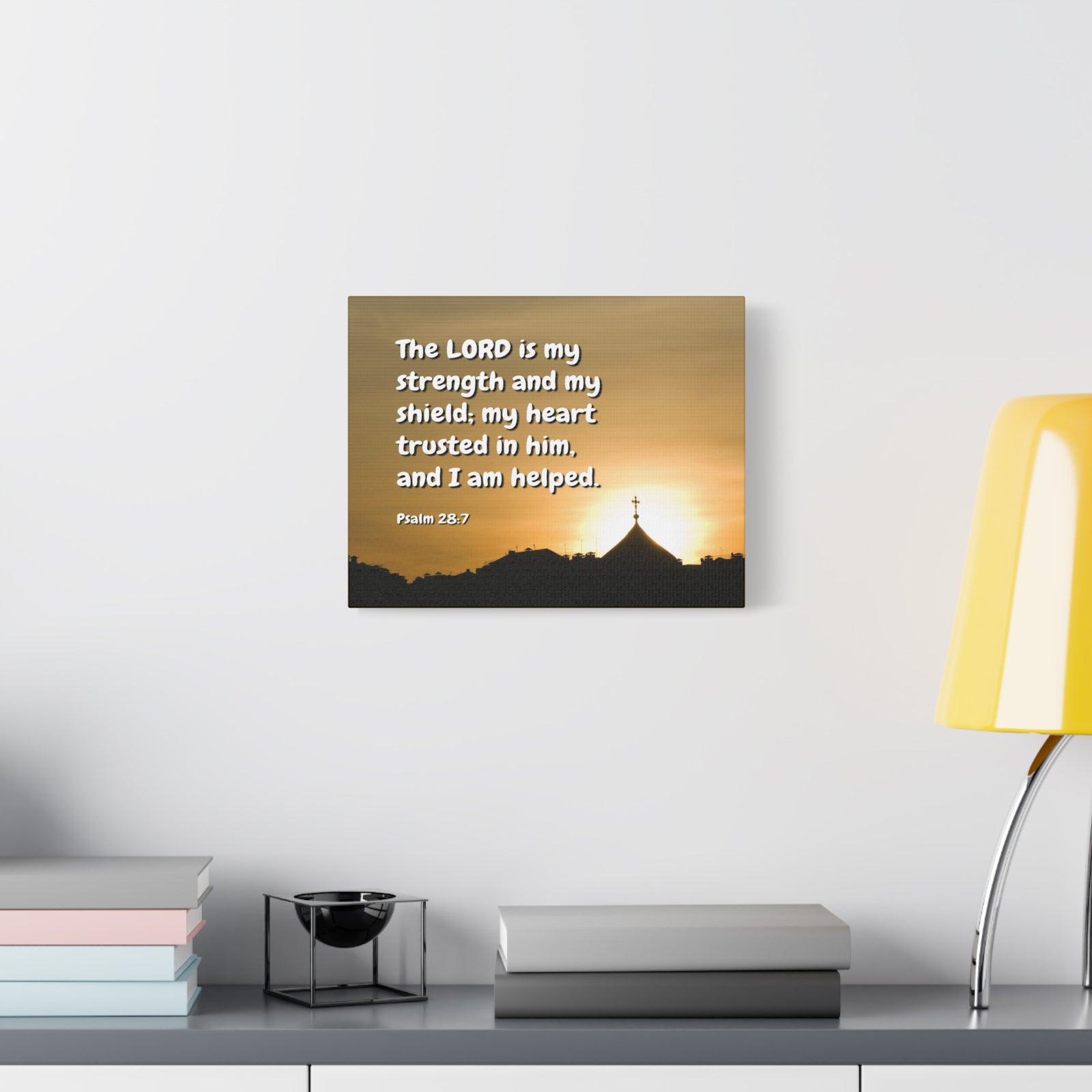 Scripture Canvas I Am Helped Psalm 28:7 Christian Wall Art Bible Verse Print Ready to Hang-Express Your Love Gifts
