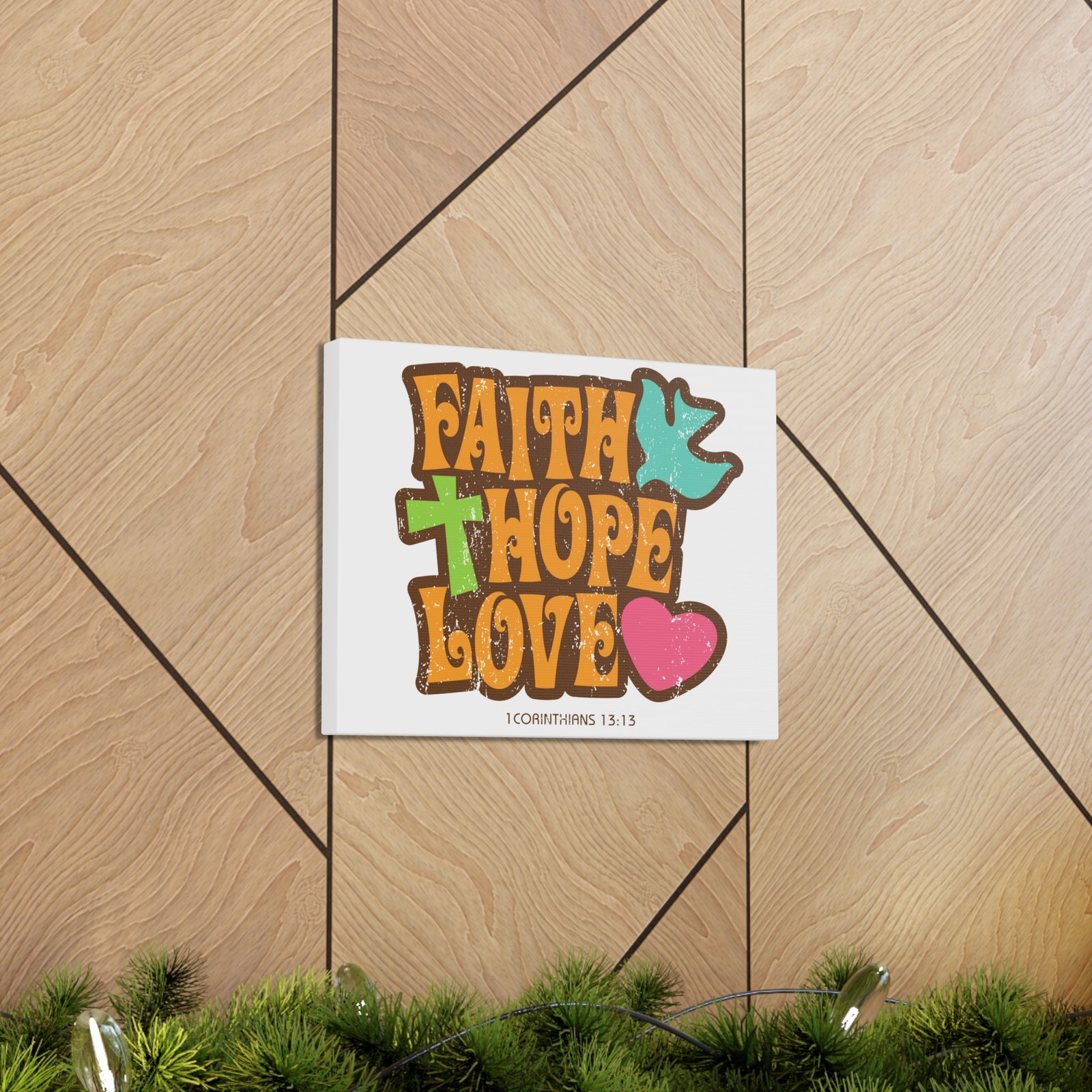 Scripture Canvas Faith Love Hope 1 Corinthians 13:13 Christian Wall Art Bible Verse Print Ready To Hang-Express Your Love Gifts