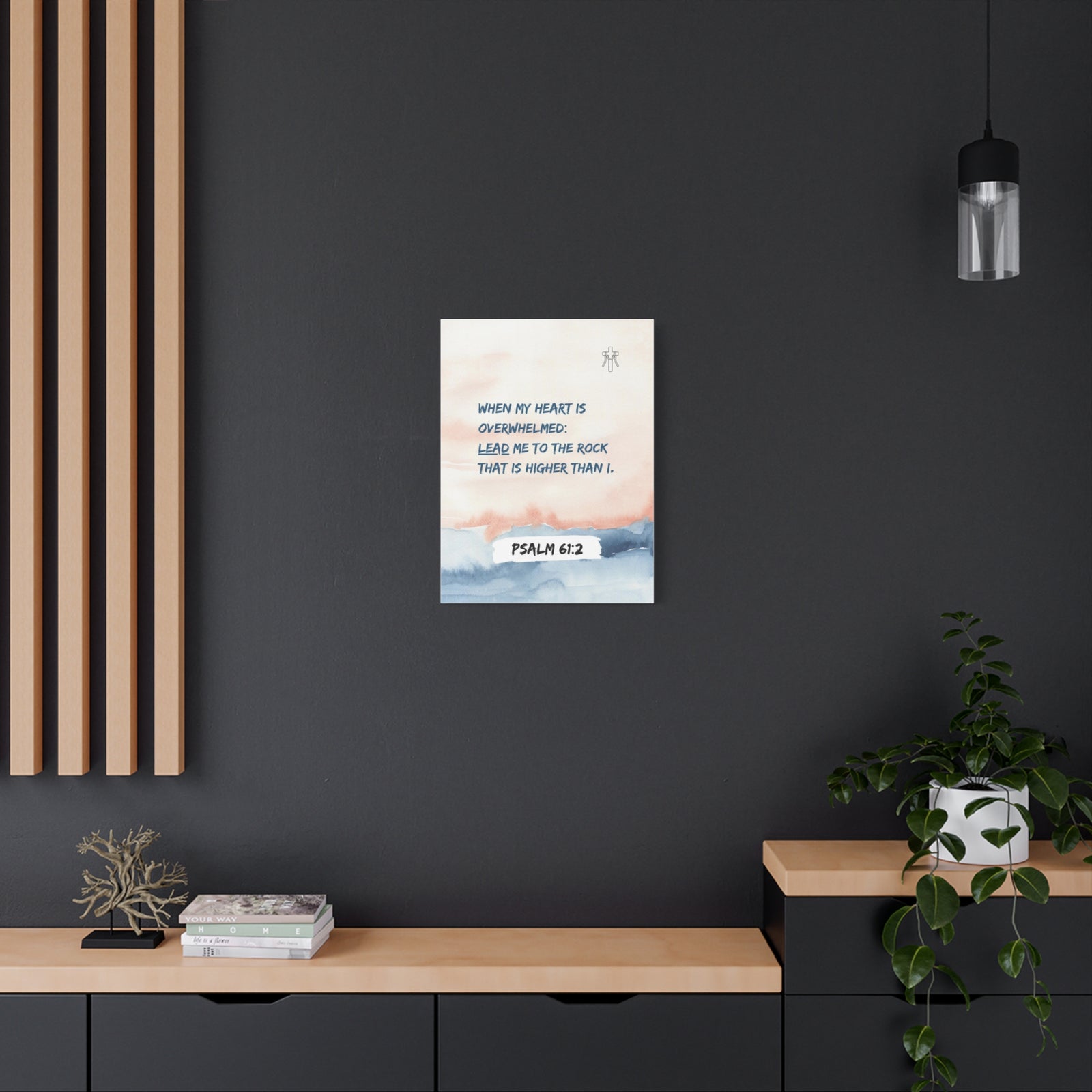 Scripture Walls Psalm 61:2 Lead Me to the Rock Bible Verse Canvas Christian Wall Art Ready to Hang Unframed-Express Your Love Gifts
