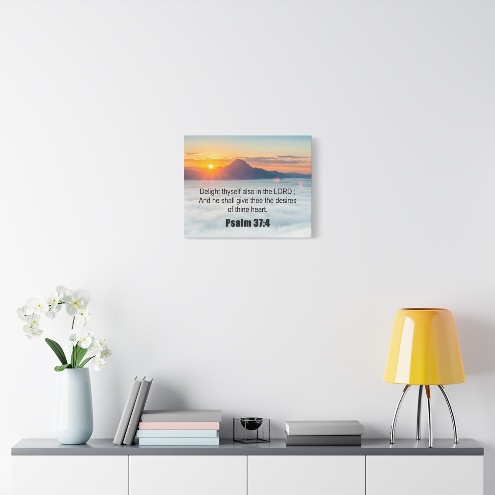 Scripture Canvas Delight Thyself Psalm 37:4 Christian Wall Art Bible Verse Print Ready to Hang-Express Your Love Gifts