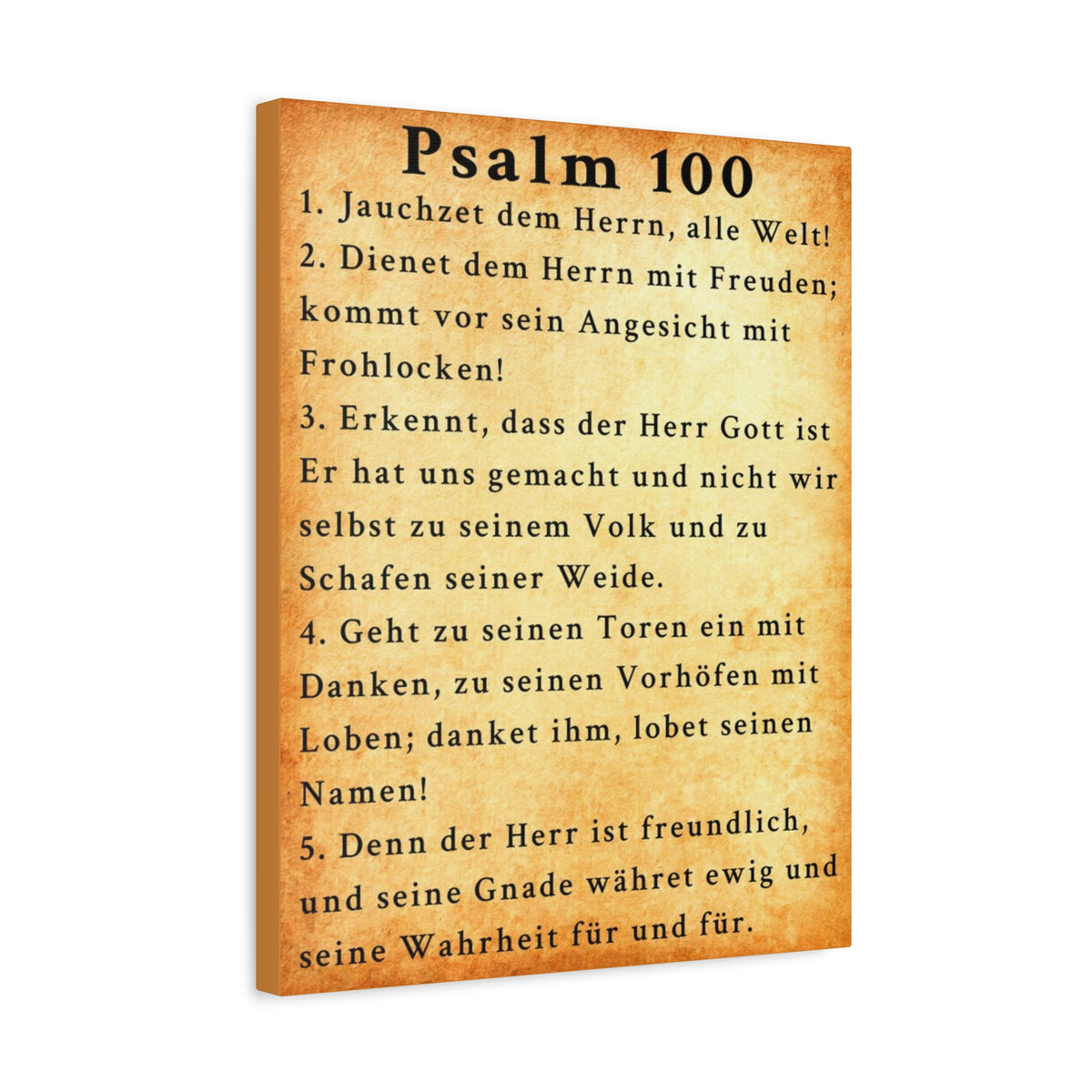 Scripture Walls Psalm 100 German Gold Bible Verse Canvas Christian Wall Art Ready to Hang Unframed-Express Your Love Gifts