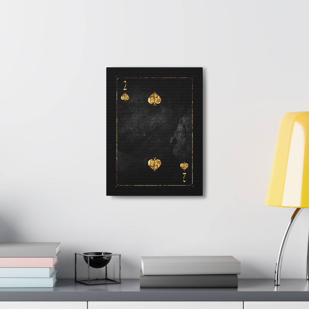 Two Of Spades Grunge Card Playing Card Canvas Wall Art for Home Decor Ready-to-Hang-Express Your Love Gifts