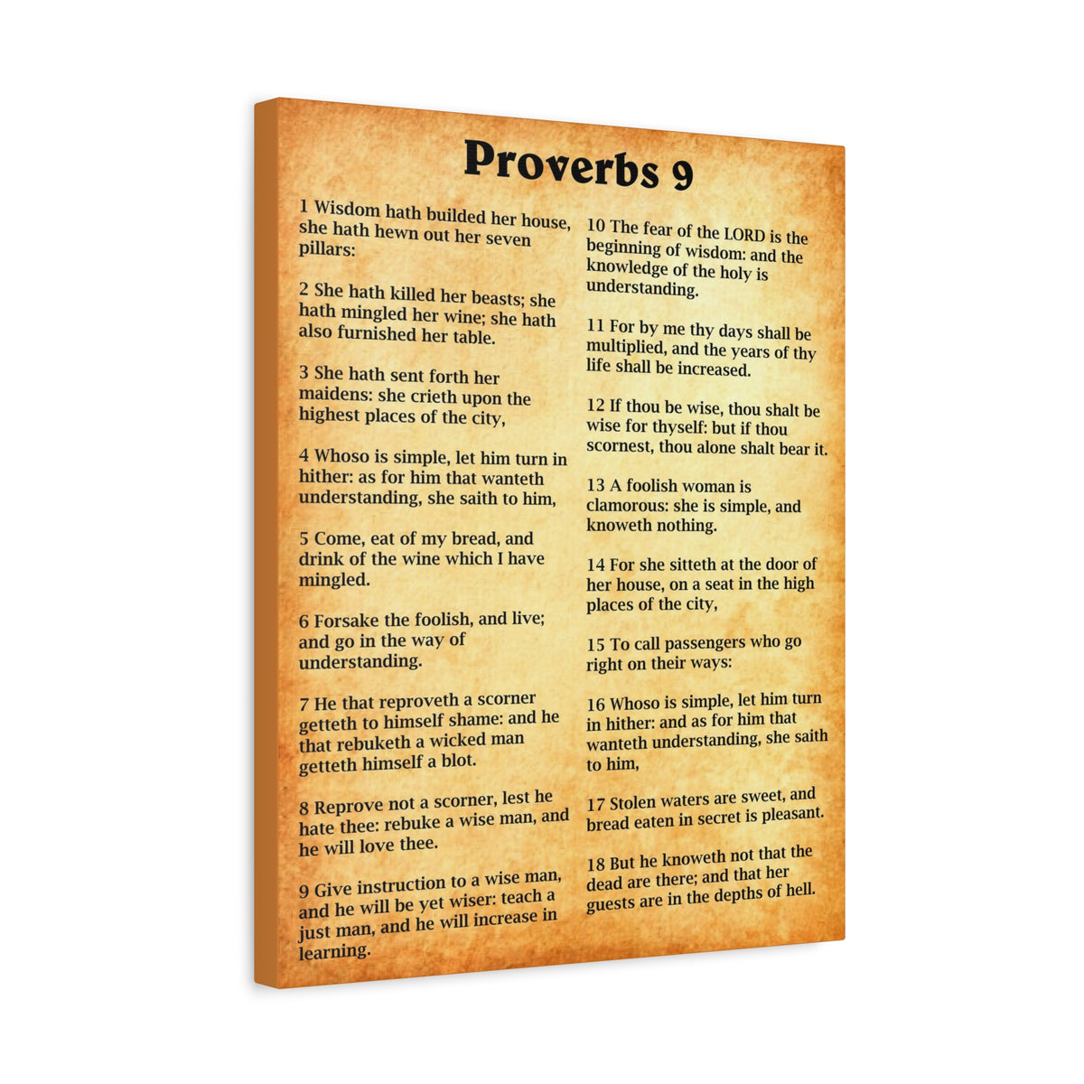 Scripture Walls Proverbs Chapter 9 Gold Bible Canvas Christian Wall Art Ready to Hang Unframed-Express Your Love Gifts