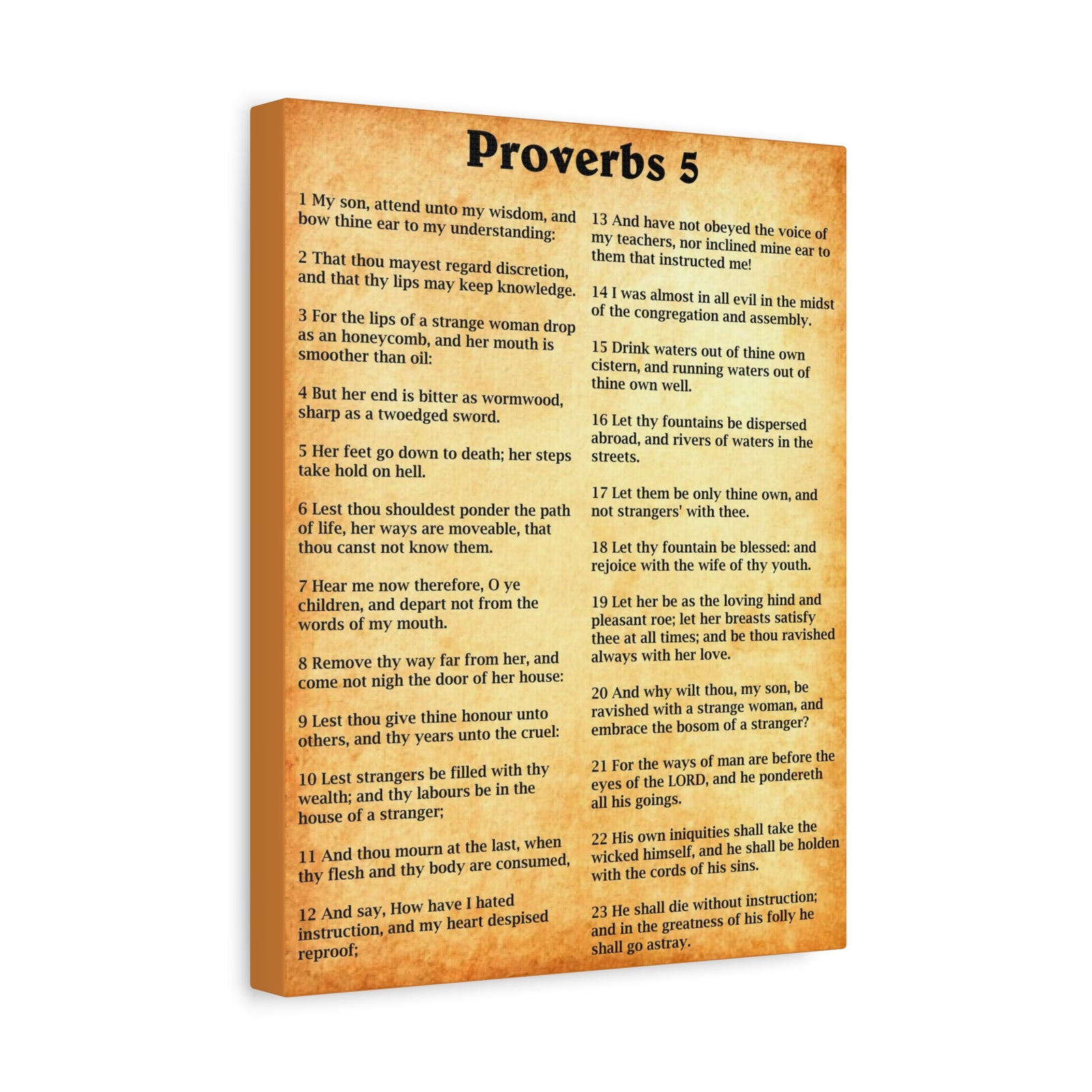 Scripture Walls Proverbs Chapter 5 Gold Bible Canvas Christian Wall Art Ready to Hang Unframed-Express Your Love Gifts