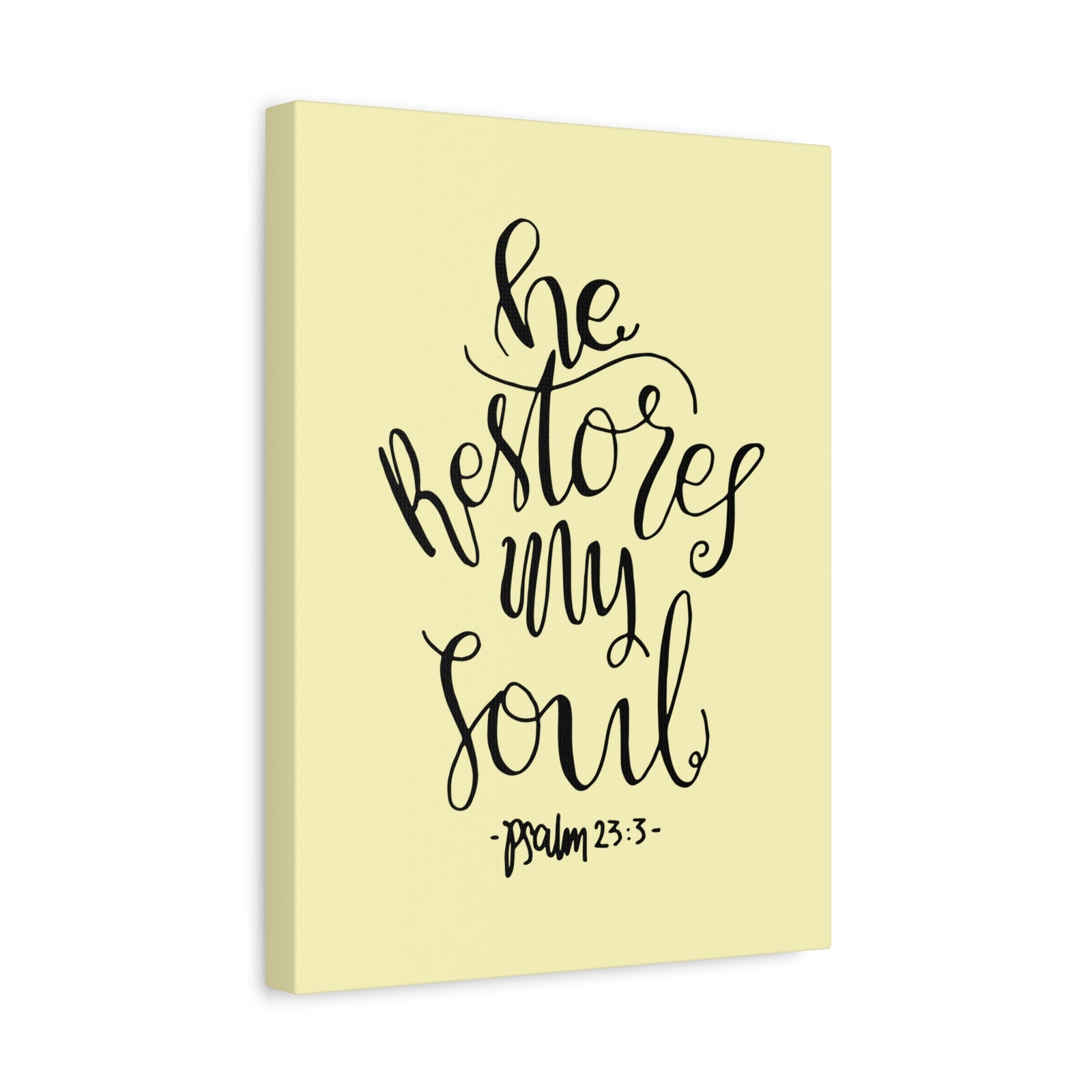 Scripture Walls He Restores My Soul Psalm 23:3 Bible Verse Canvas Christian Wall Art Ready To Hang-Express Your Love Gifts