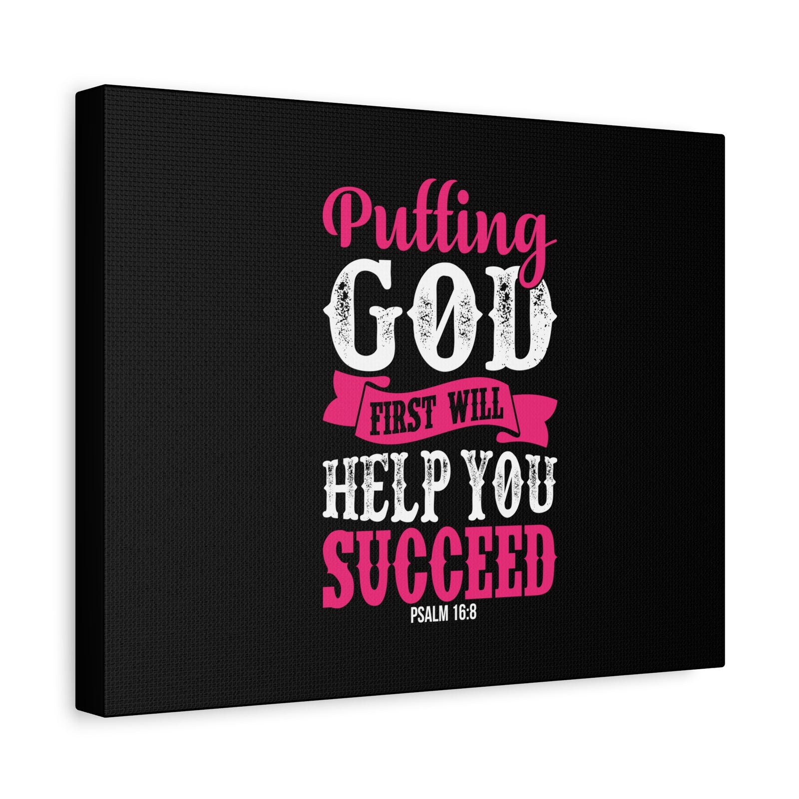 Scripture Canvas Putting God First Psalm 16:8 Christian Wall Art Bible Verse Print Ready to Hang-Express Your Love Gifts