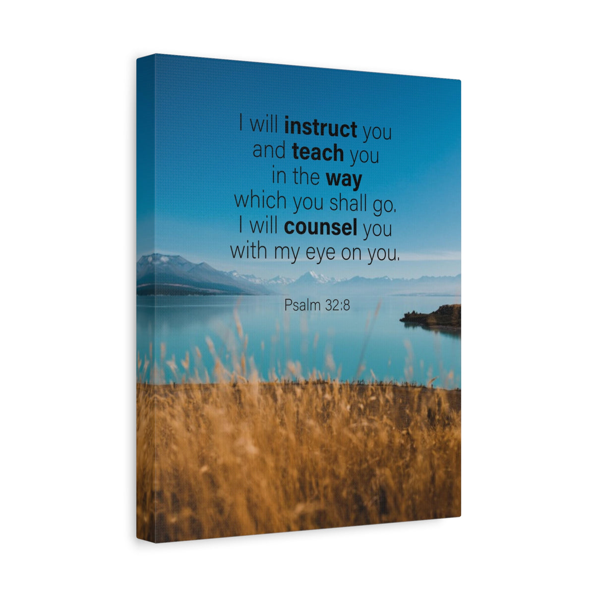 Scripture Canvas God's Instruction Psalm 32:8 Christian Wall Art Bible Verse Print Ready to Hang-Express Your Love Gifts