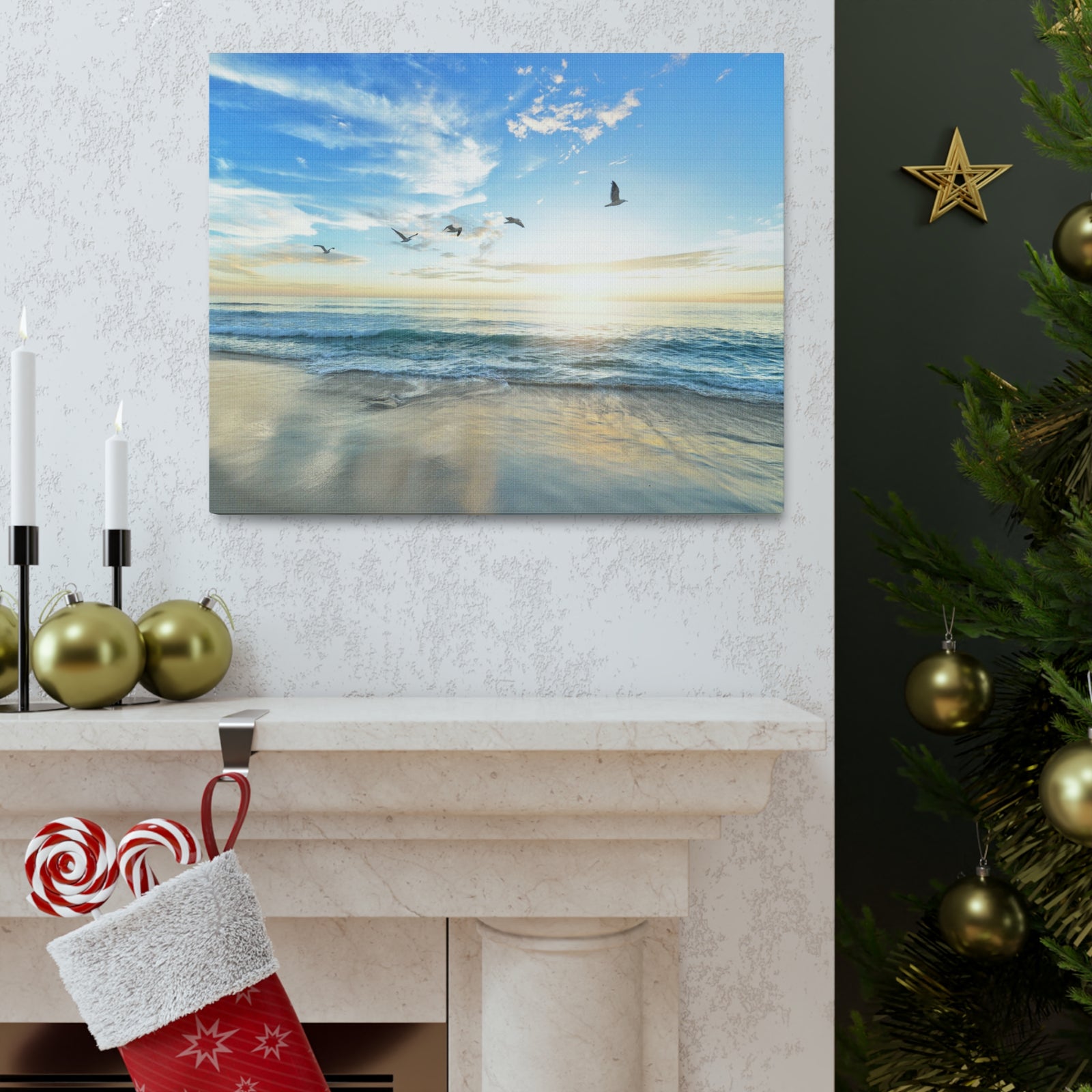 Ocean Flying Birds Ocean Canvas Wall Art for Home Decor Ready-to-Hang-Express Your Love Gifts