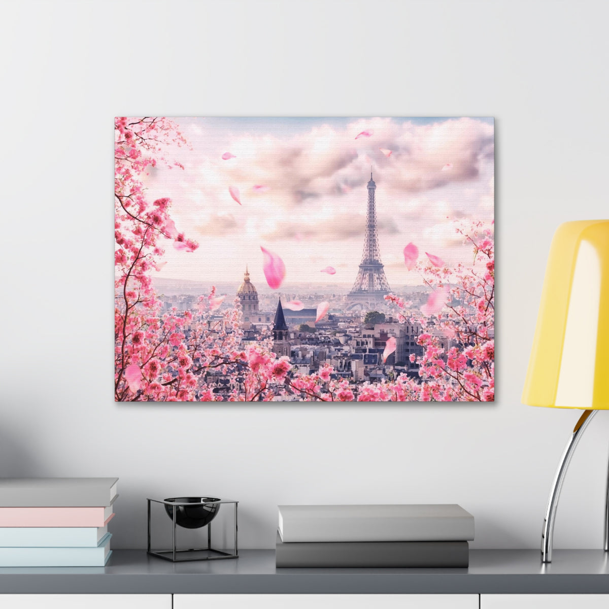 Paris Pink Tree Eiffel Tower France Canvas Artwork High-Quality Breathtaking French City for Home Decor Ready to Hang-Express Your Love Gifts