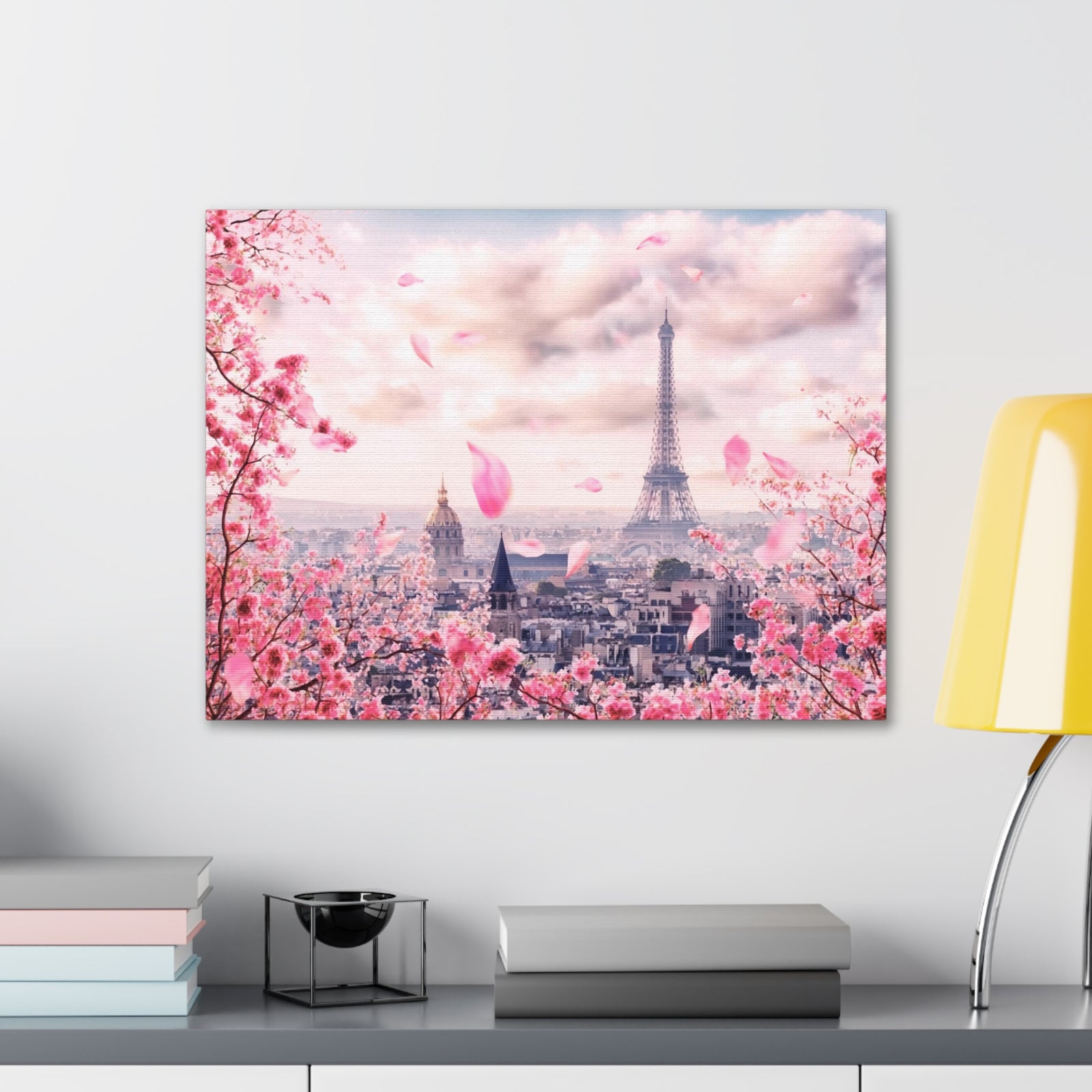 Paris Pink Tree Eiffel Tower France Canvas Artwork High-Quality Breathtaking French City for Home Decor Ready to Hang-Express Your Love Gifts